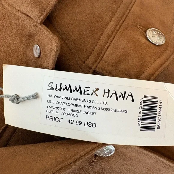 Faux Suede Fringe Jacket Size Medium New With Tags - Picture 6 of 9